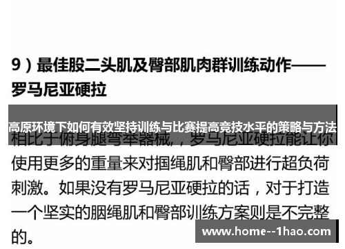 高原环境下如何有效坚持训练与比赛提高竞技水平的策略与方法
